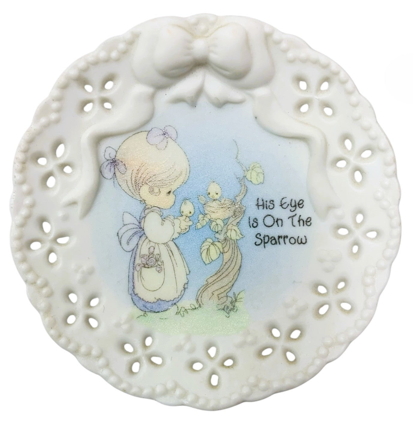 39484 - 3" Precious Moments "His Eye Is On The Sparrow" Decorative Plate |H-5|
