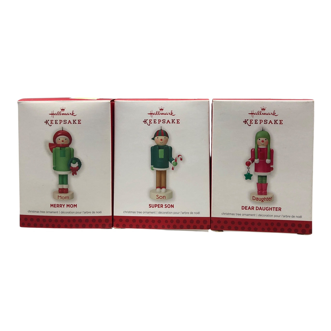 39946 - Hallmark Set of 3 Mom, Son and Daughter Nutcracker Ornaments 4" |Pod 1-74|