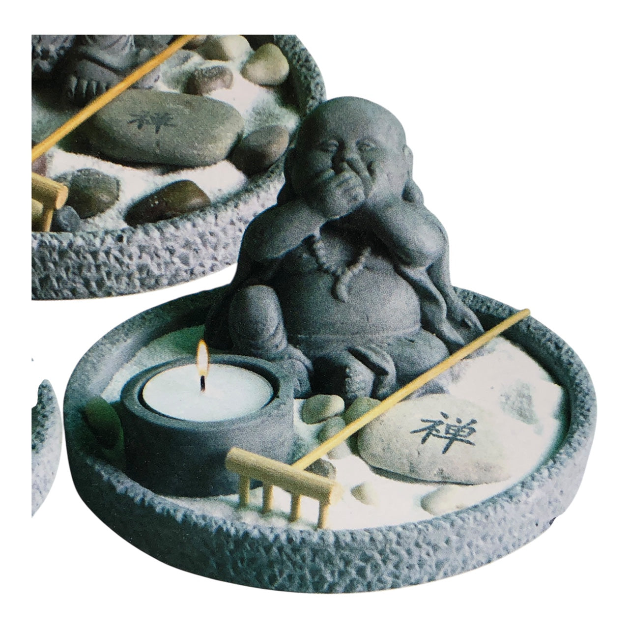 42349 - Feng Shui Zen Sand Garden Round Speak No Evil Buddha |19-21| |Store|
