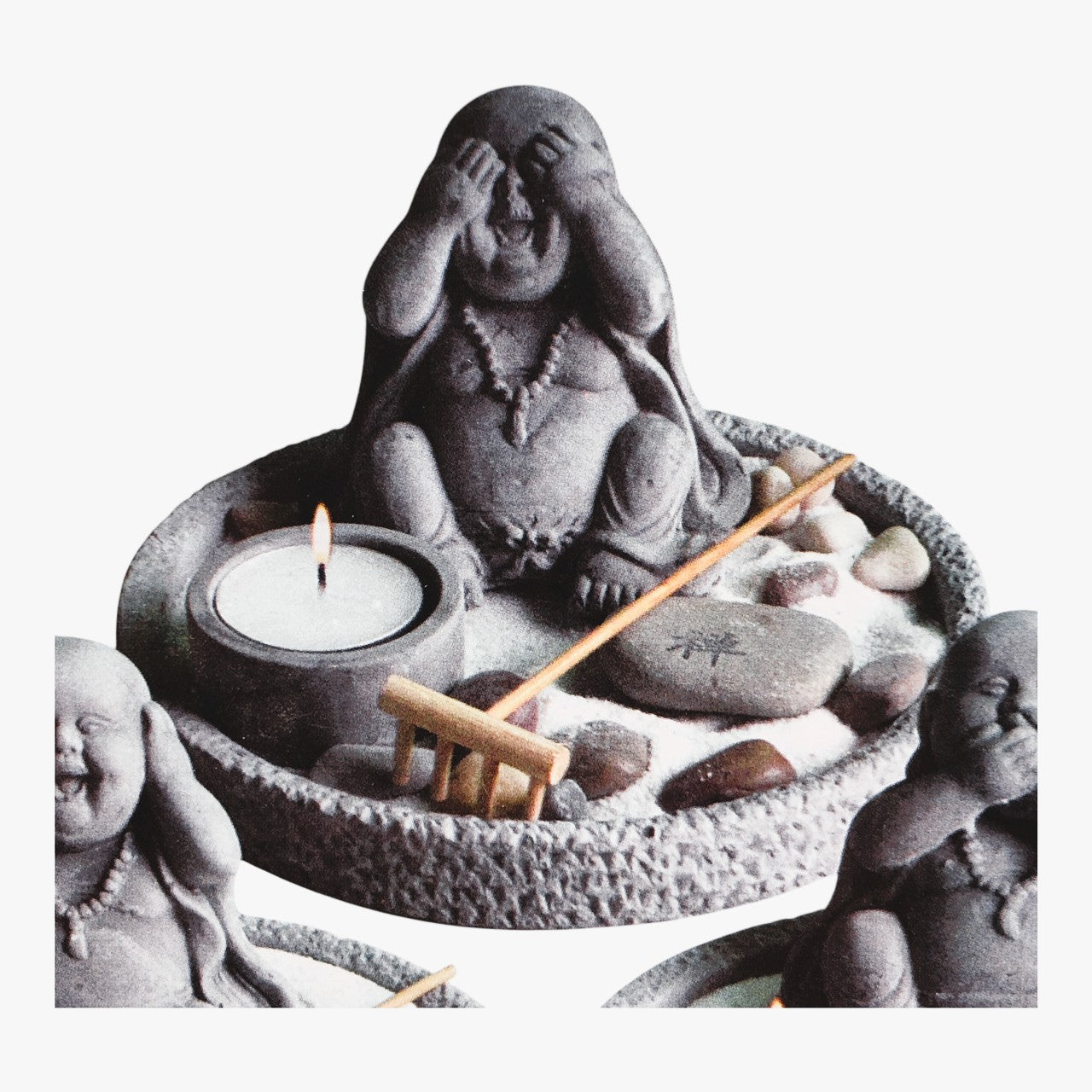42362 - Feng Shui Zen Sand Garden Round See No Evil Buddha |19-17|