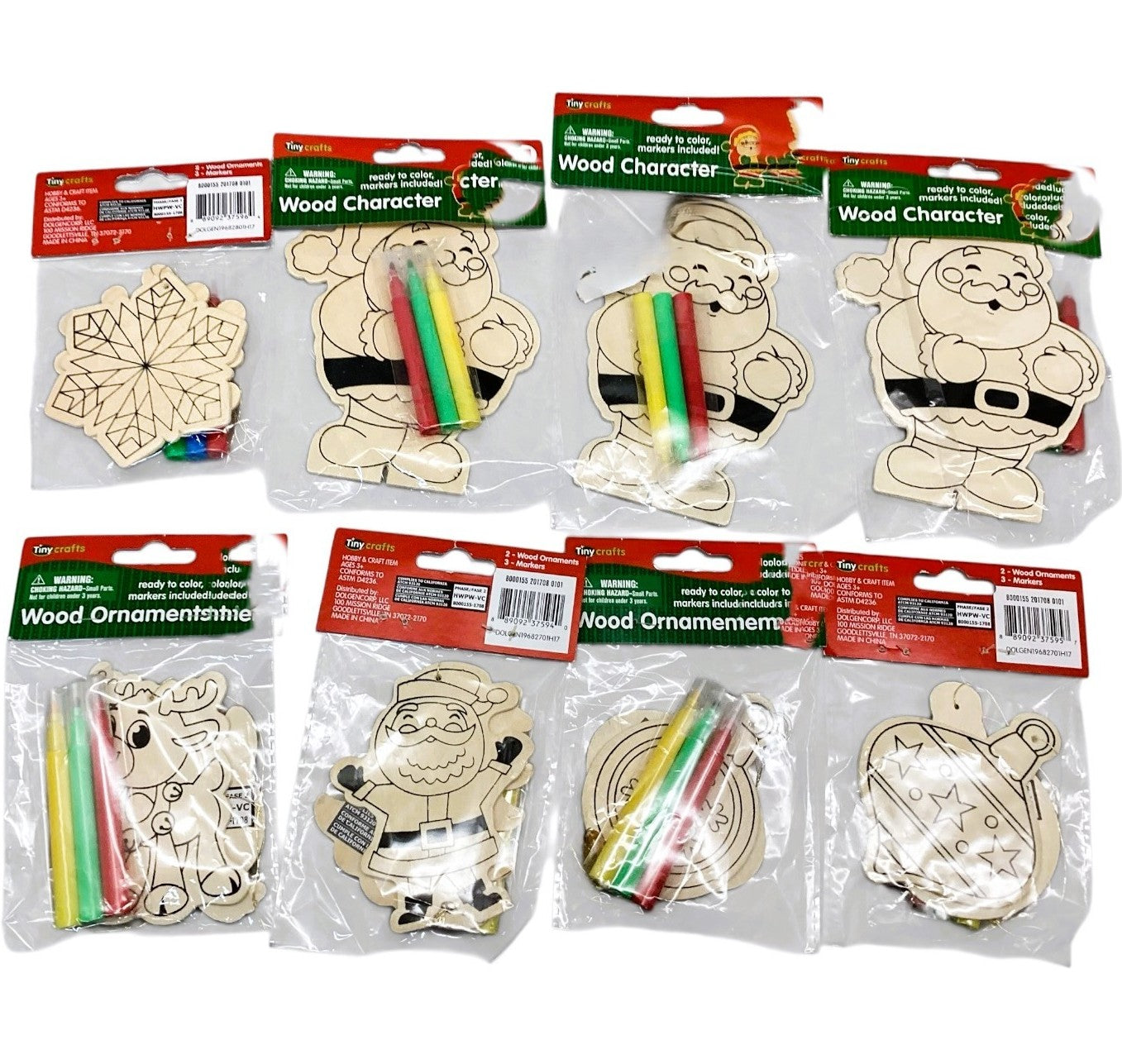 42392 - Set of Four 5-Inch DIY Wood Ornaments |1-33|