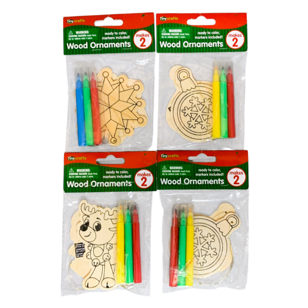 42392 - Set of Four 5-Inch DIY Wood Ornaments |1-33|