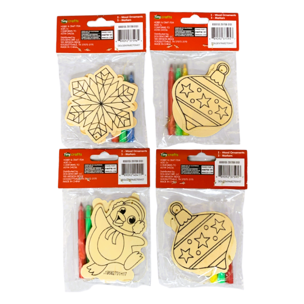 42392 - Set of Four 5-Inch DIY Wood Ornaments |1-33|