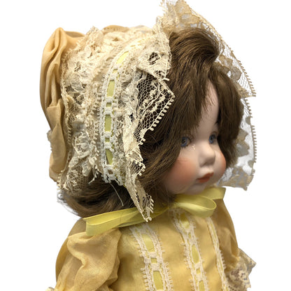 42452 - VINTAGE 12" Yellow Dress Porcelain Doll |X-48|