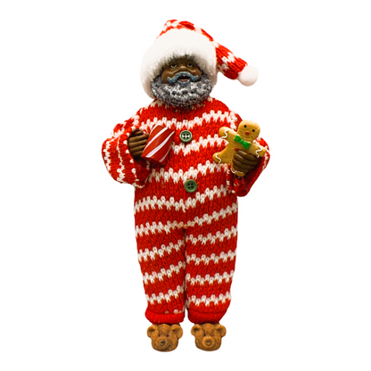 42502 - 11" Black Santa in Red White Striped PJ's |Pod 2-11|