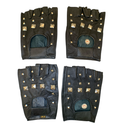 42521 - Black XXL Stud Fingerless Leather Gloves |TBD|