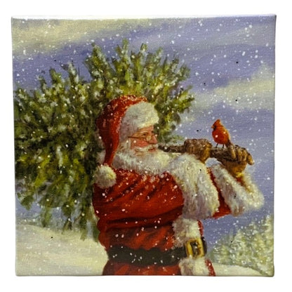42782 - 6" Light Up Pic of Santa Carrying Christmas Tree w/ Red Bird |TBD|