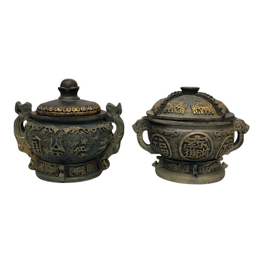42949 - Set of Two 4" Resin Aged Bronze Censor Burner |6-7|