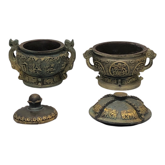 42949 - Set of Two 4" Resin Aged Bronze Censor Burner |6-7|