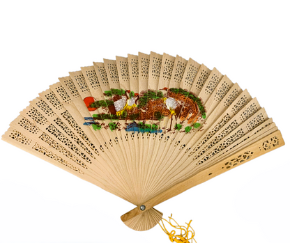 48302 - Set of Five Decorative 9" Hand-Painted Wood Fans Assorted Designs |12-23.5|