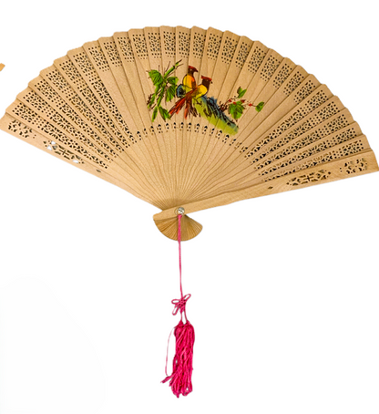 48302 - Set of Five Decorative 9" Hand-Painted Wood Fans Assorted Designs |12-23.5|