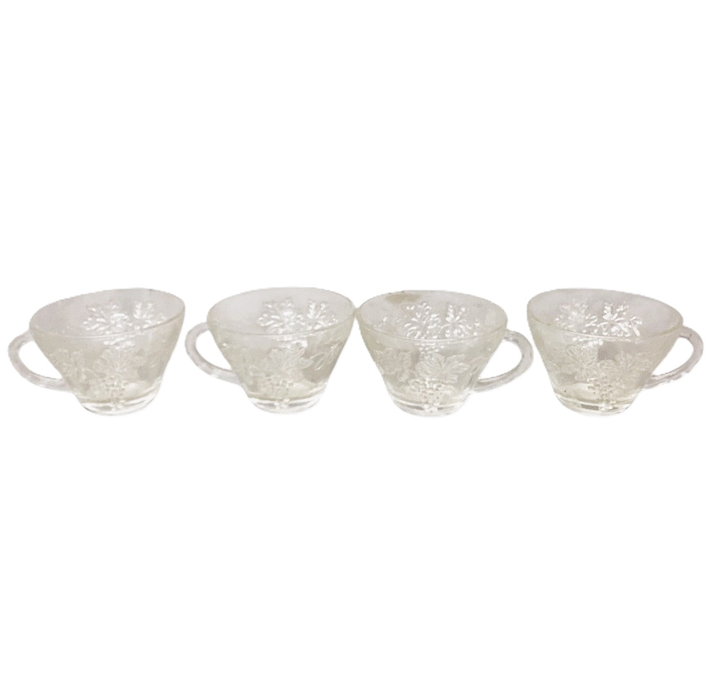 48226 -2.5" Set of 4 Vintage Anchor Hocking Glass Cups Embossed Grape & Leaf Pattern |19-23|