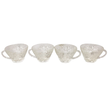 48226 -2.5" Set of 4 Vintage Anchor Hocking Glass Cups Embossed Grape & Leaf Pattern |19-23|