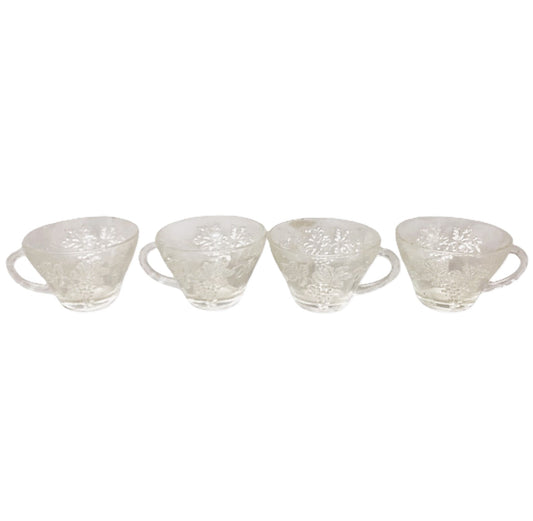 48226 -2.5" Set of 4 Vintage Anchor Hocking Glass Cups Embossed Grape & Leaf Pattern |19-23|