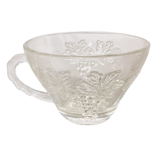 48226 -2.5" Set of 4 Vintage Anchor Hocking Glass Cups Embossed Grape & Leaf Pattern |19-23|
