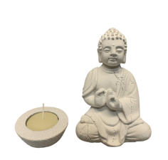 48286 - White Ceramic Buddha With Tealight |22-13|
