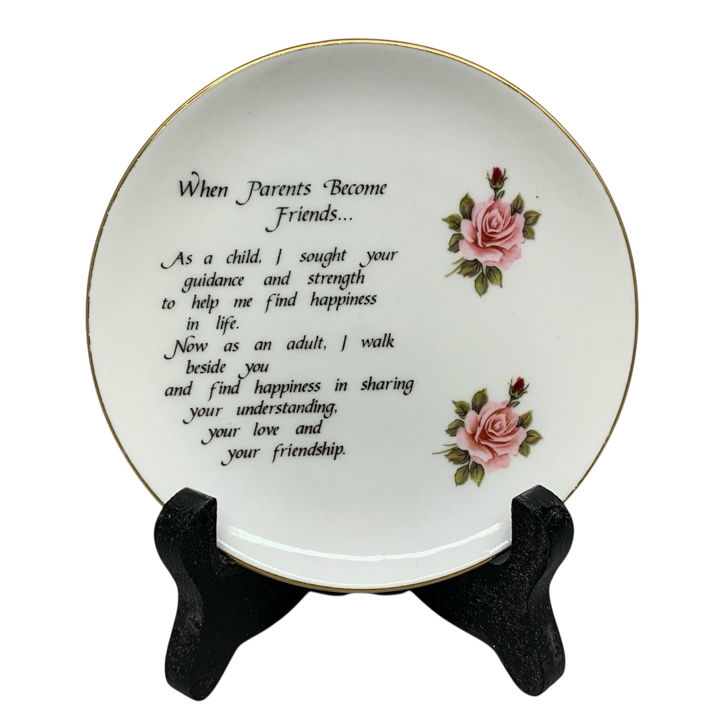 48328-5 Inch Plate When Parents Become Friends Pink Rose and Bud |10-15|