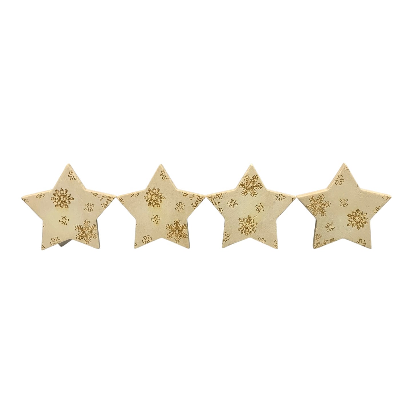 48334 - Charming Wooden Star With Snowflake Design Set Of 4 Home Decor Ornaments |H-3|