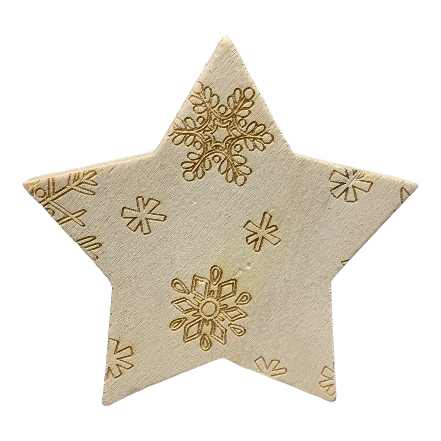 48334 - Charming Wooden Star With Snowflake Design Set Of 4 Home Decor Ornaments |H-3|