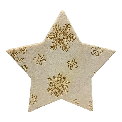 48334 - Charming Wooden Star With Snowflake Design Set Of 4 Home Decor Ornaments |H-3|