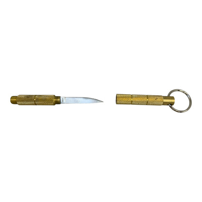48376 - Brass United Cutlery Keychain Knife with a Knurled Handle 4" |82|
