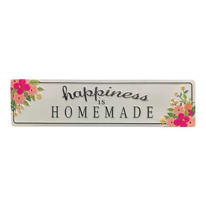 48380 - 32" White Floral Wall Sign: "Happiness is Homemade" |TBD|