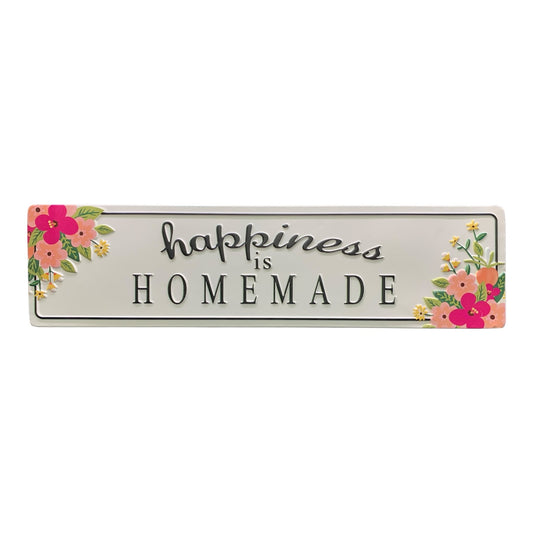 48380 - 32" White Floral Wall Sign: "Happiness is Homemade" |TBD|