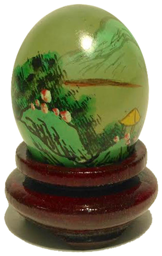 10028 - 1" Hand-painted Jade Egg - Mountains - 9-7 : PF