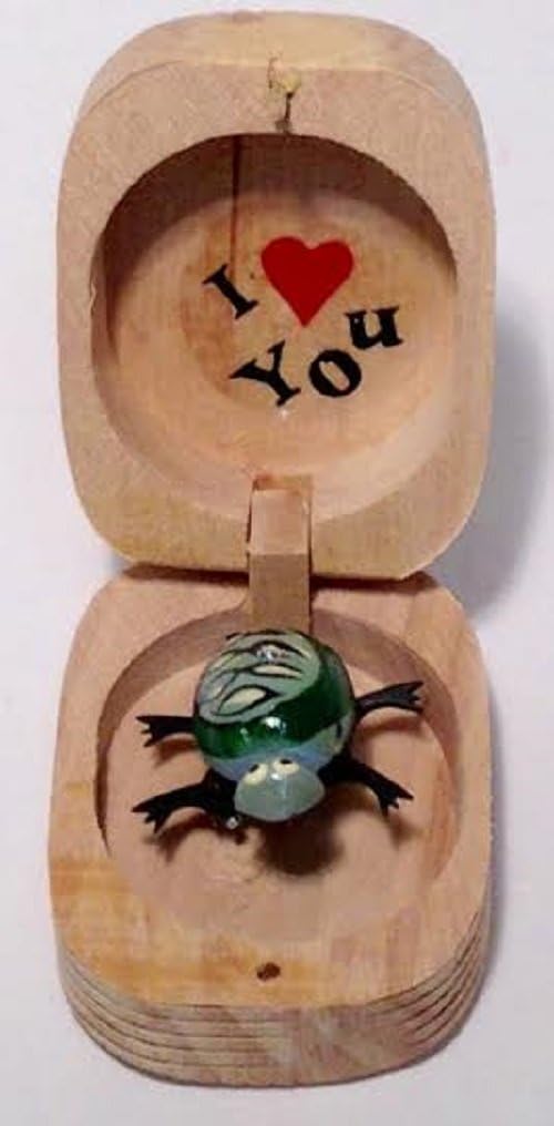 10131 - Grey Dancing Turtle Wood Box - [Z-37]