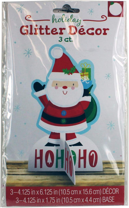 10133 - 3 ct Santa Glitter Decor - [DVD#6]
