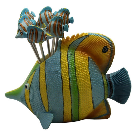 1032 - Fish w/Fondue Forks Blue Yellow - |1-14|