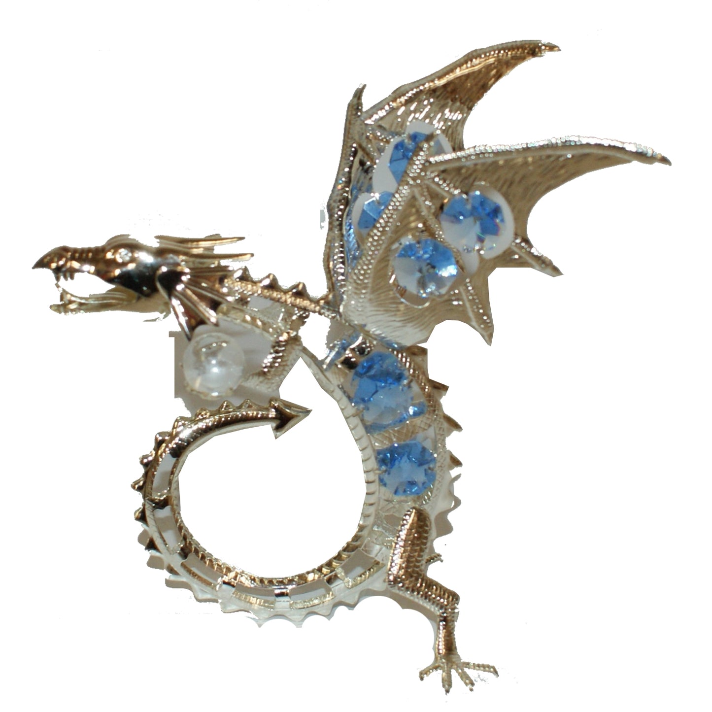 1038 - 5" Silver Dragon - Blue Gems - |Z-92|