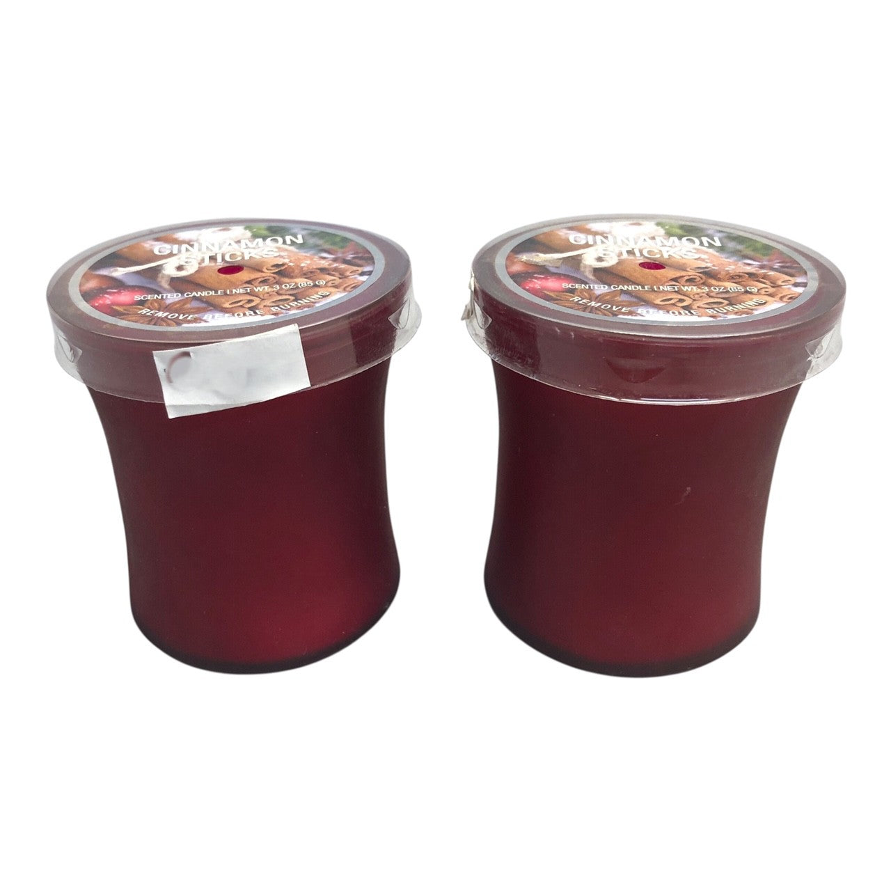 10490 - 2 Pack 3oz Cinnamon Candle - Red Frosted |Scent-13|