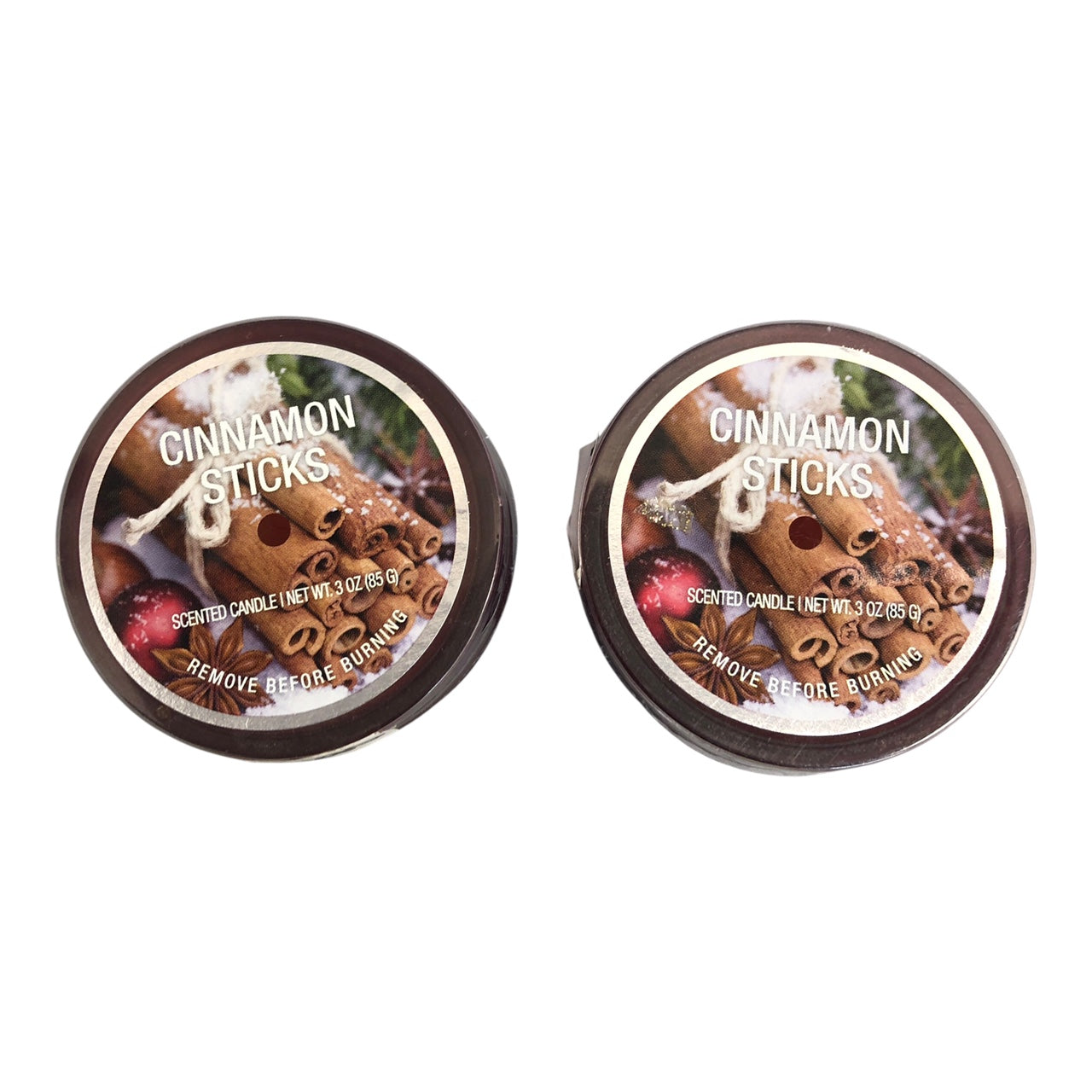 10490 - 2 Pack 3oz Cinnamon Candle - Red Frosted |Scent-13|