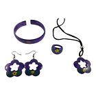 10568 - Purple Jewelry Set 17" Necklace, Bracelet, Ring and Earrings - |Clear-174|