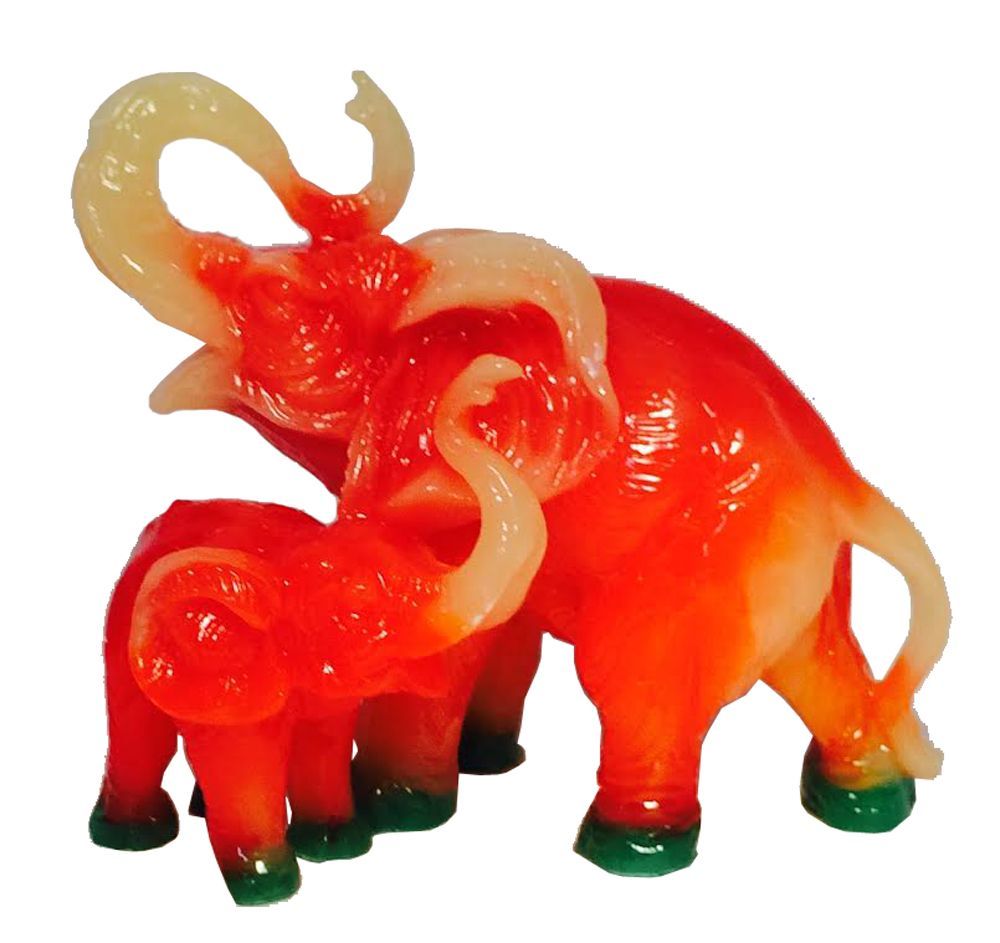 1065 - 6" Orange Elephant and Baby - |Z-18|
