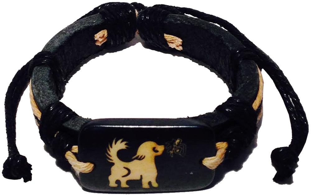 11039 - Zodiac Leather Bracelet Dog - |Clear-122|