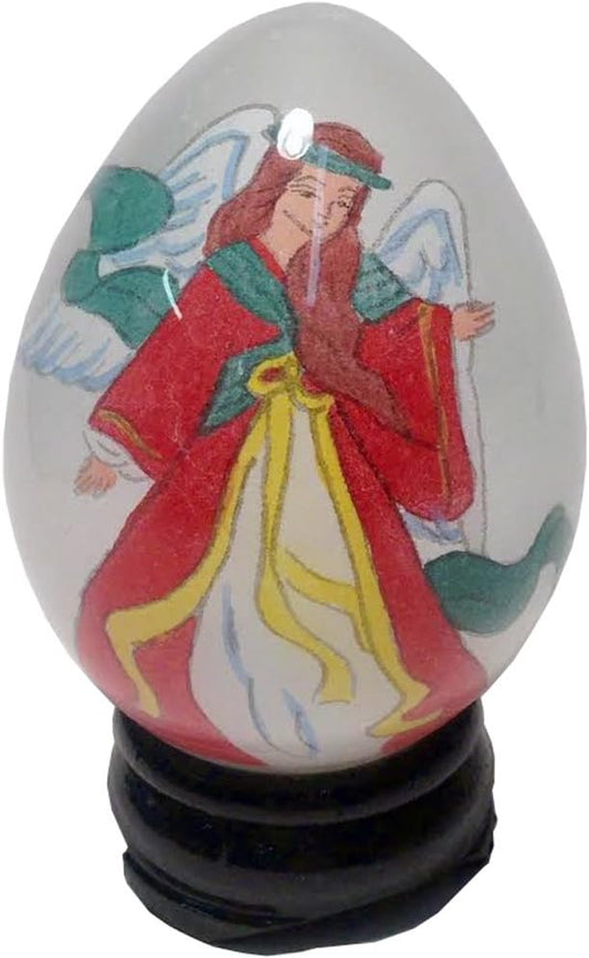 11258 - 3" White Glass Egg - Angel - [Y-4]