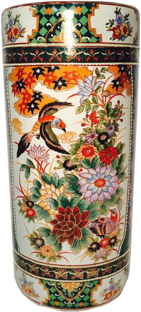 11303 - 18" Round Satsuma Vase w/Birds