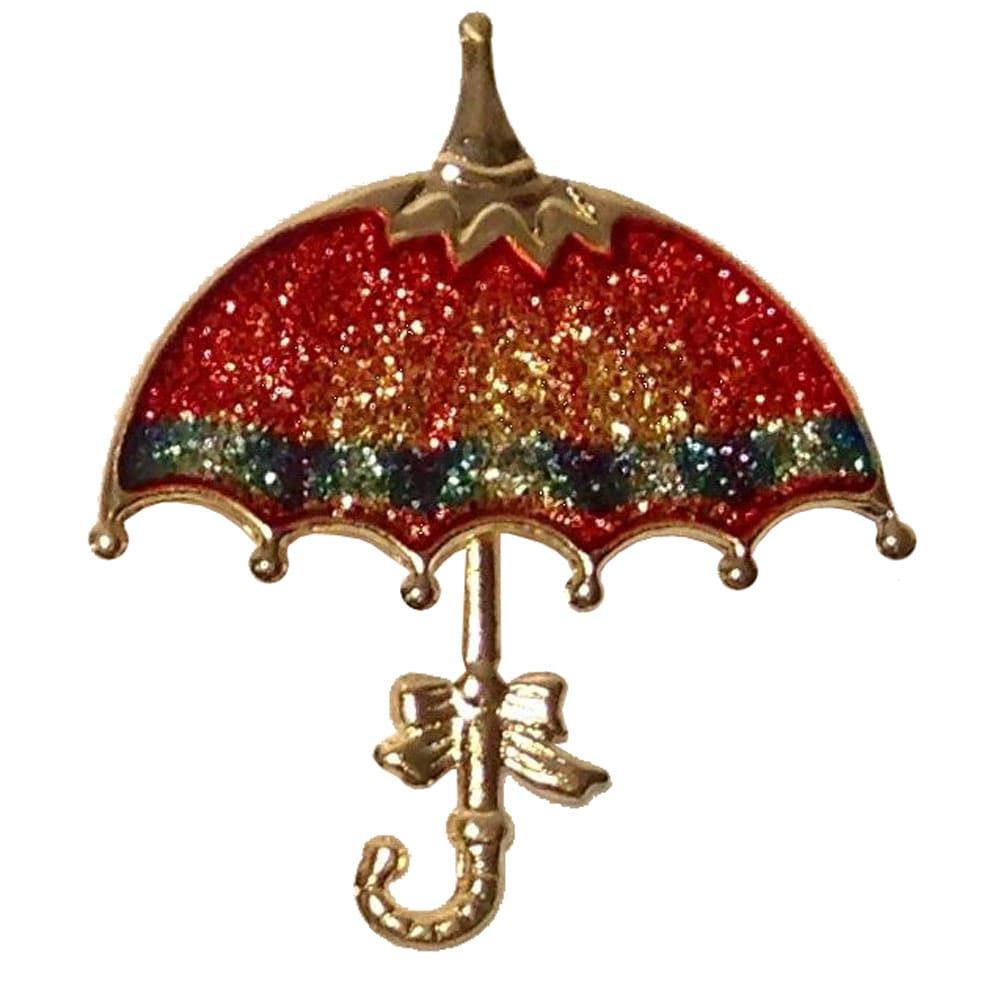 1132 - Lapel Pin 2" Orange Umbrella - |Clear-153|