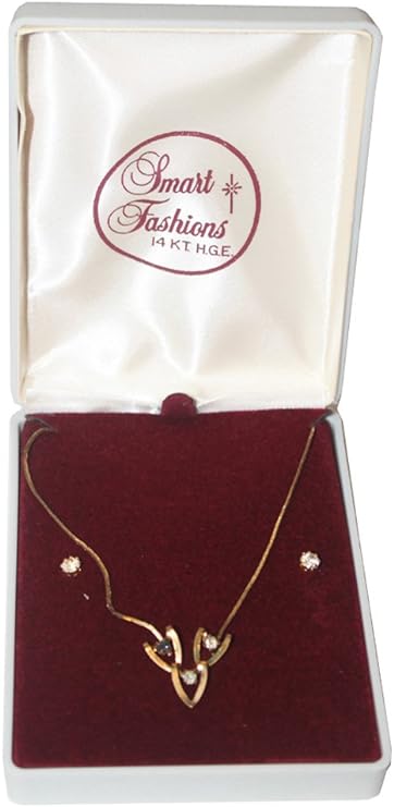 11439 - 14K Triple Heart Pendant Necklace and Earrings - [Clear-214]