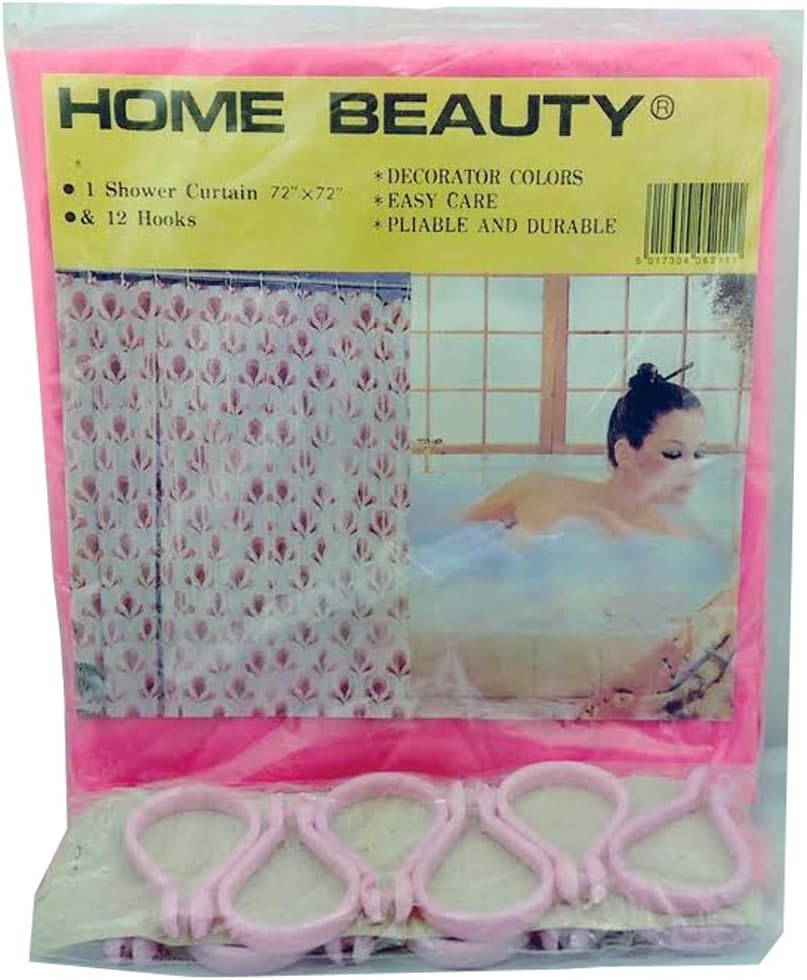 11520 - Hot Pink Shower Curtain & Hooks - [R-11 Garage]