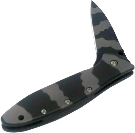 11528 - 7" Camo Folding Knife WITH BELT CLIP   - Store]