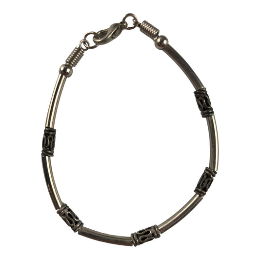 11629 - Metal Tube Bead Bracelet - |Clear-227|