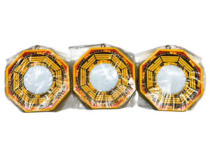 11672 - 3 Pack Convex 4" Yellow Feng Shui Bagua Mirror |19-23| |Pod 3|