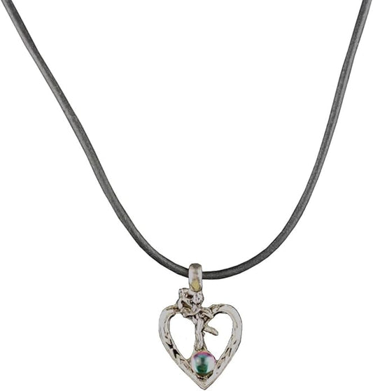 11689 - Heart Pendant Choker Necklace - [Clear-138]