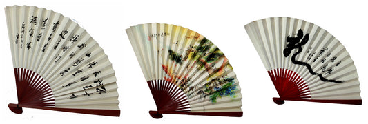 11701 - 12" Folding Fan With Egrets-Set of Three - W-20 : CS COOL BEANS