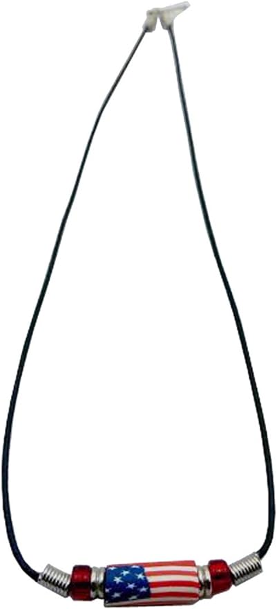 11803 - USA Flag One Big Bead Necklace - [Clear-43]