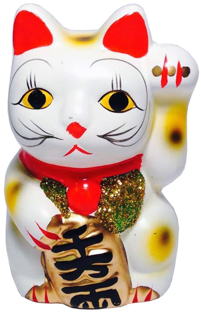 11809 - 4" White Maneki Cat with Left Paw |Y-3|
