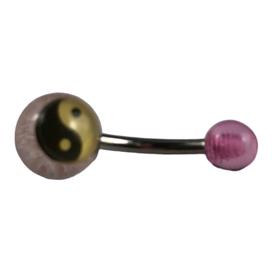 11815 - Pink Yin Yang Belly Ring - |Clear-227|